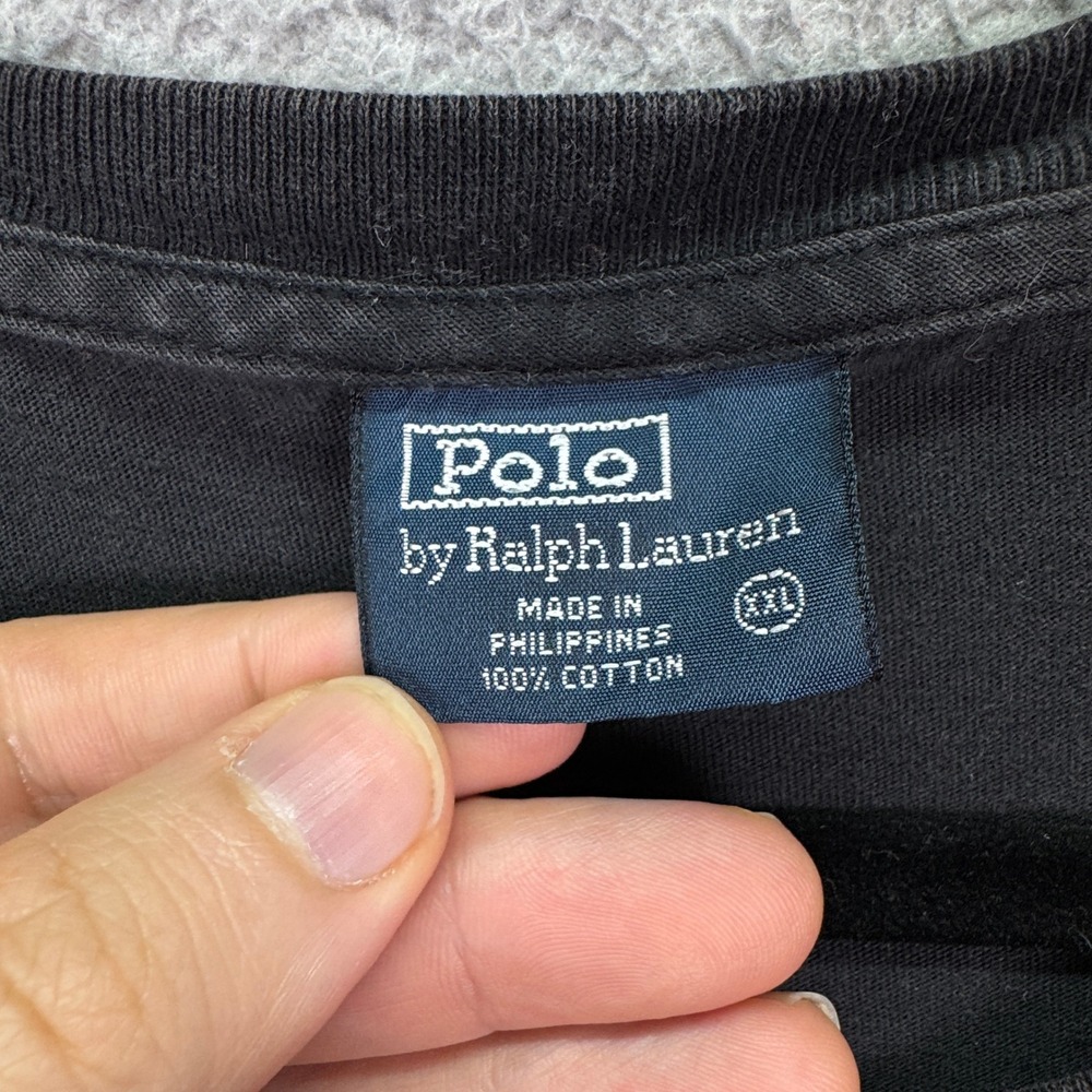 VTG Polo Ralph Lauren Tshirt Men XXL Black Red Pony Logo Cotton Pocket Tee Basic - Picture 4 of 9